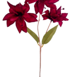 Vara de Flores Artificiales de Lirio Amaryllis – Rojo Borgoña Elegante