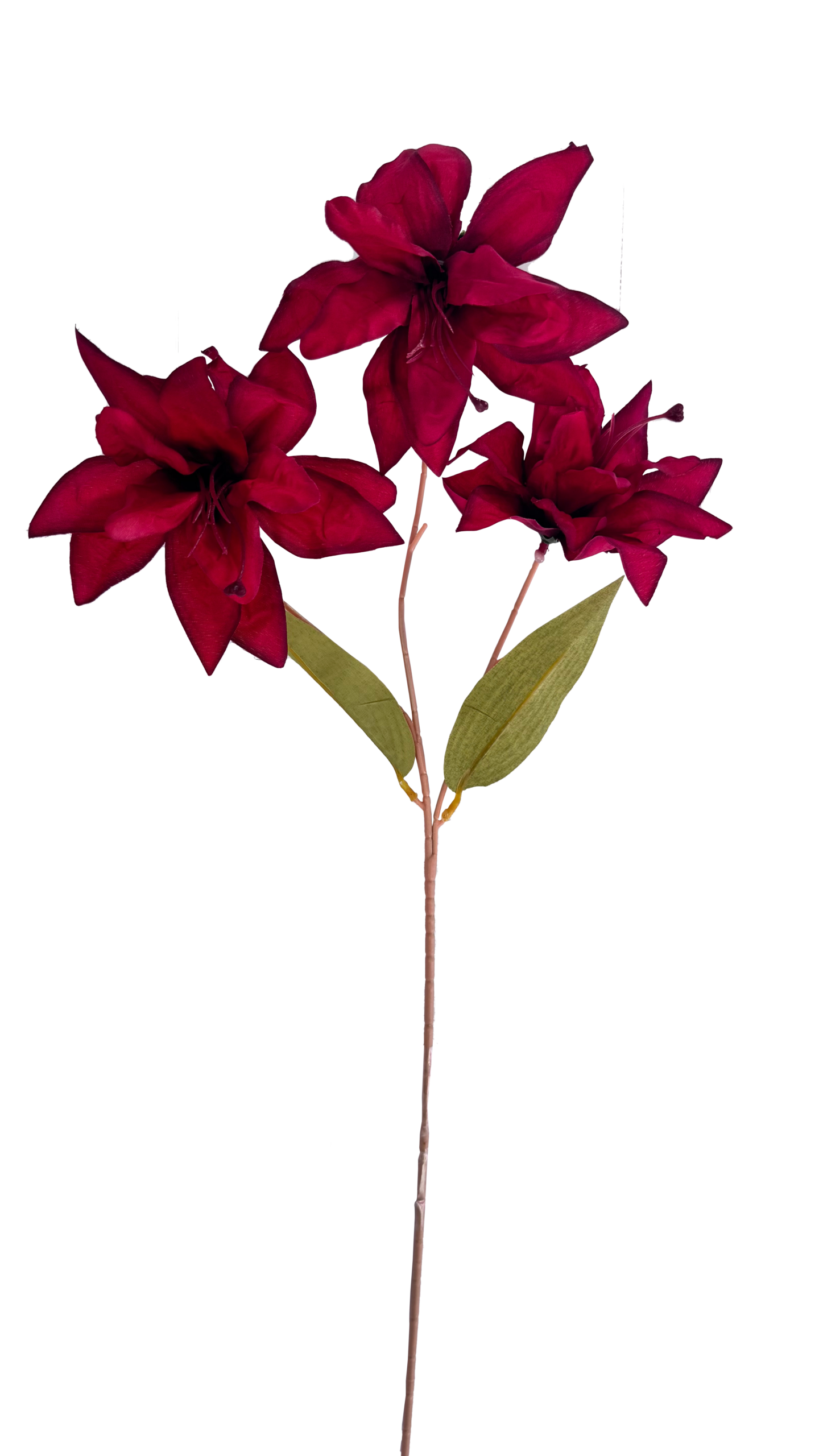 Vara de Flores Artificiales de Lirio Amaryllis – Rojo Borgoña Elegante