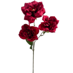 Vara de Flores Artificiales de Camelia Premium – Rojo Borgoña Profundo