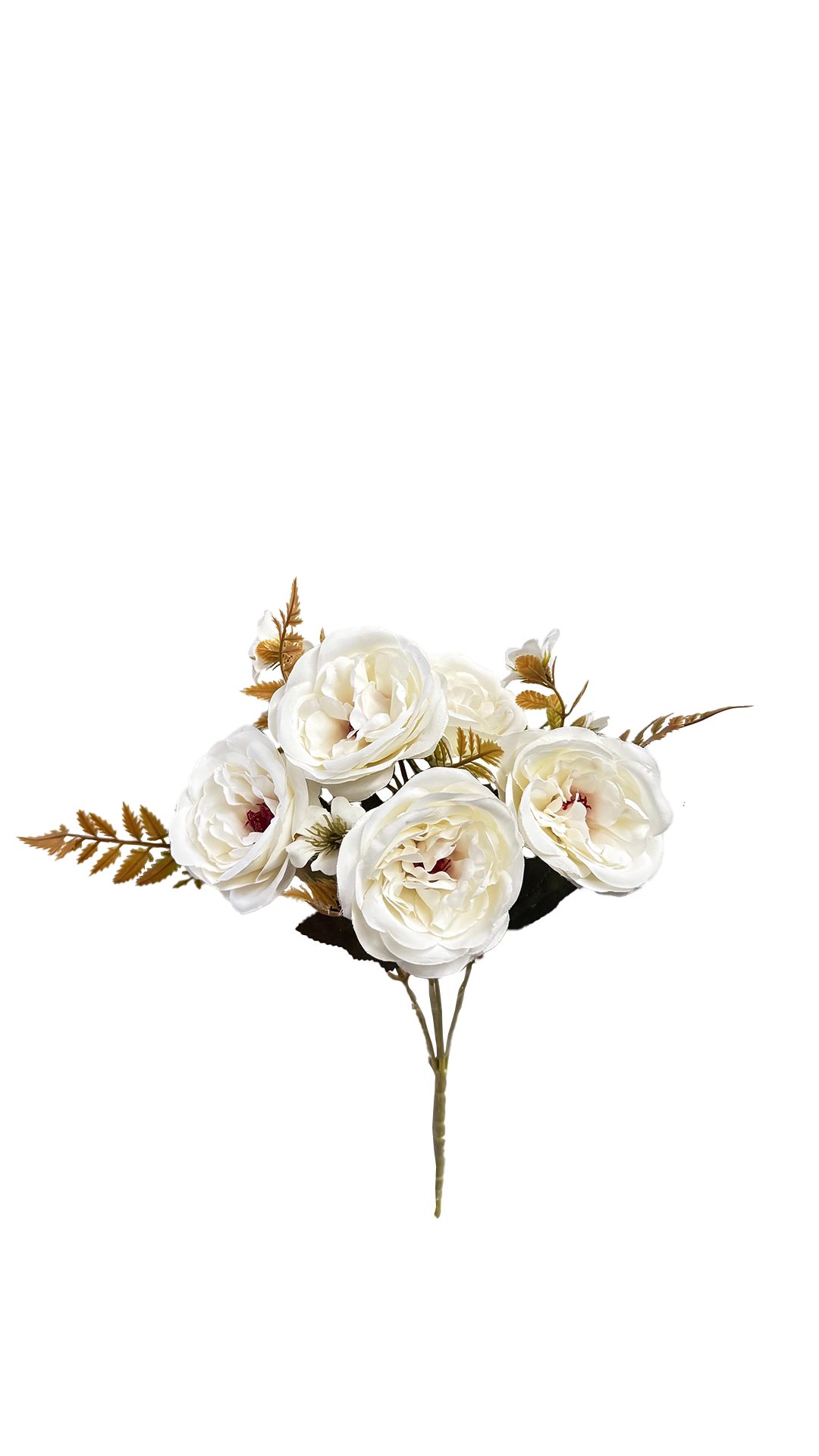 Ramo de Flores Artificiales de Peonías y Rosas Silvestres – Blanco Marfil Premium