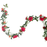 Guirnalda de Rosas Artificiales – Rojo Pasión y Follaje Realista