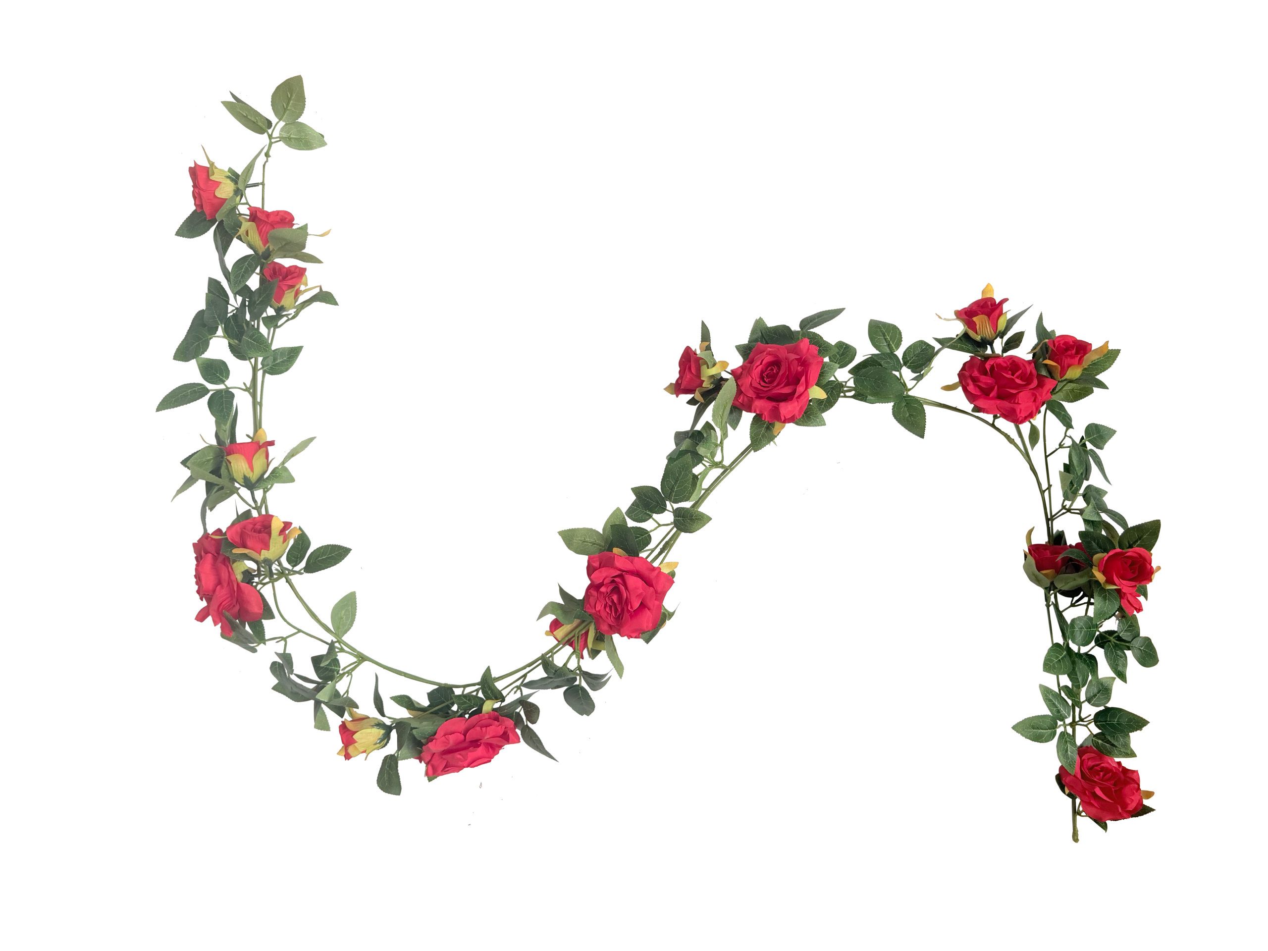 Guirnalda de Rosas Artificiales – Rojo Pasión y Follaje Realista