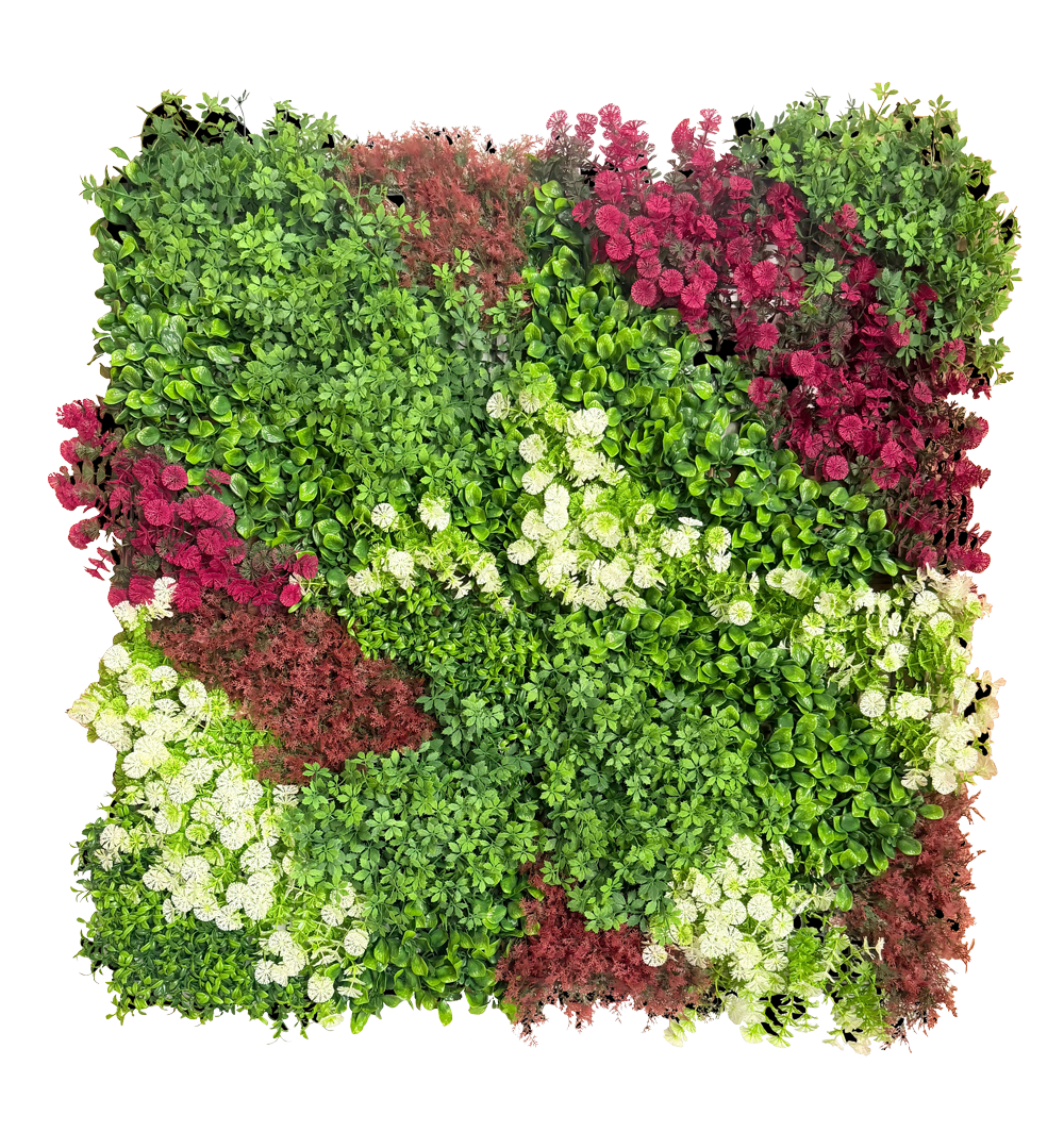 Panel de Jardín Vertical Artificial – Diseño Mixto de Follaje Multicolor