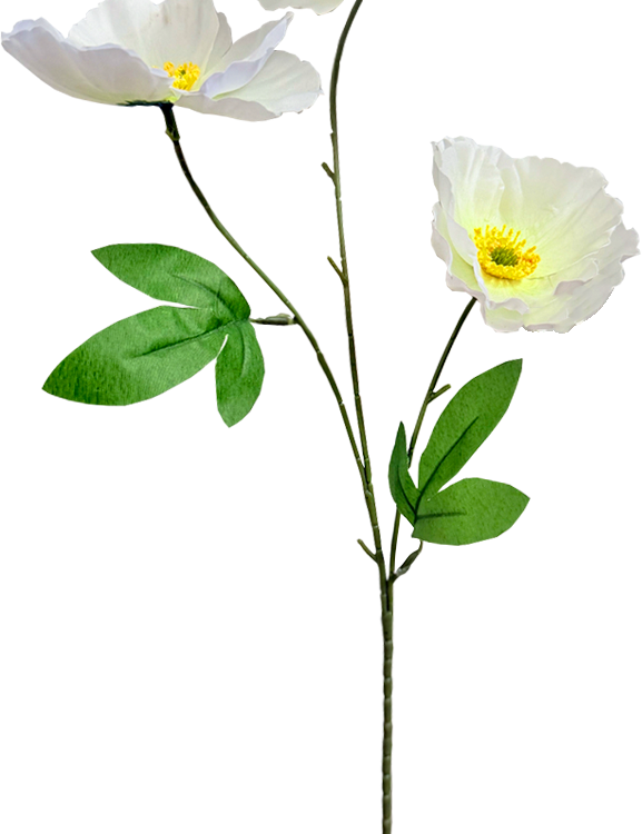 Vara Artificial de Amapola Blanca Premium – Encanto Silvestre y Luminosidad para Interiores
