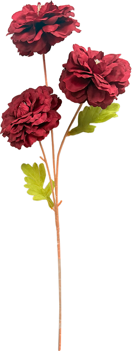 Vara Artificial de Crisantemos Premium – Elegancia Floral en Tono Rojo Vino / Borgoña