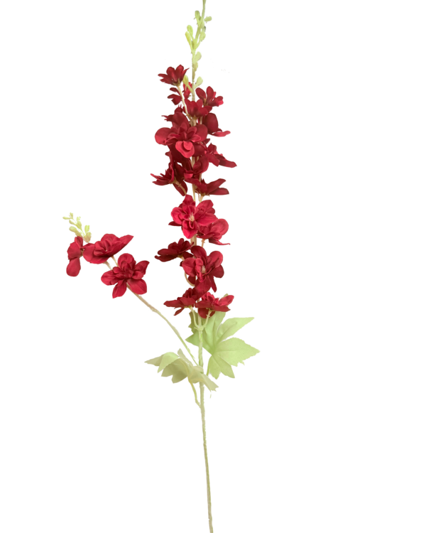 Vara Artificial de Delphinium / Espuela de Caballero Premium – Elegancia Floral en Tono Rojo Carmesí