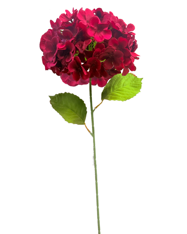 Vara Artificial de Hortensias Premium – Elegancia Floral en Tono Rojo Vino / Borgoña