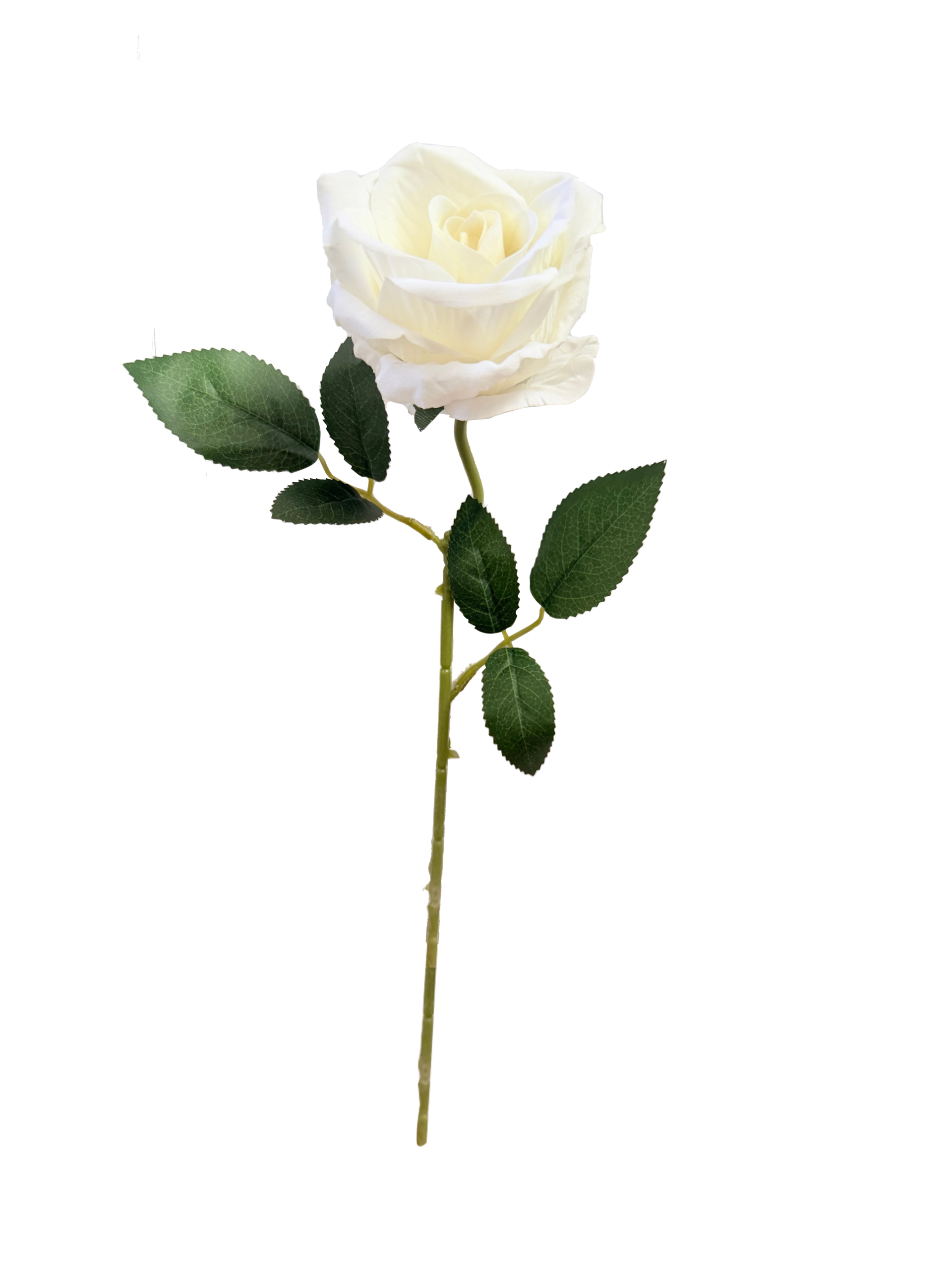 Vara Artificial de Rosa Premium – Elegancia Floral en Tono Blanco Marfil