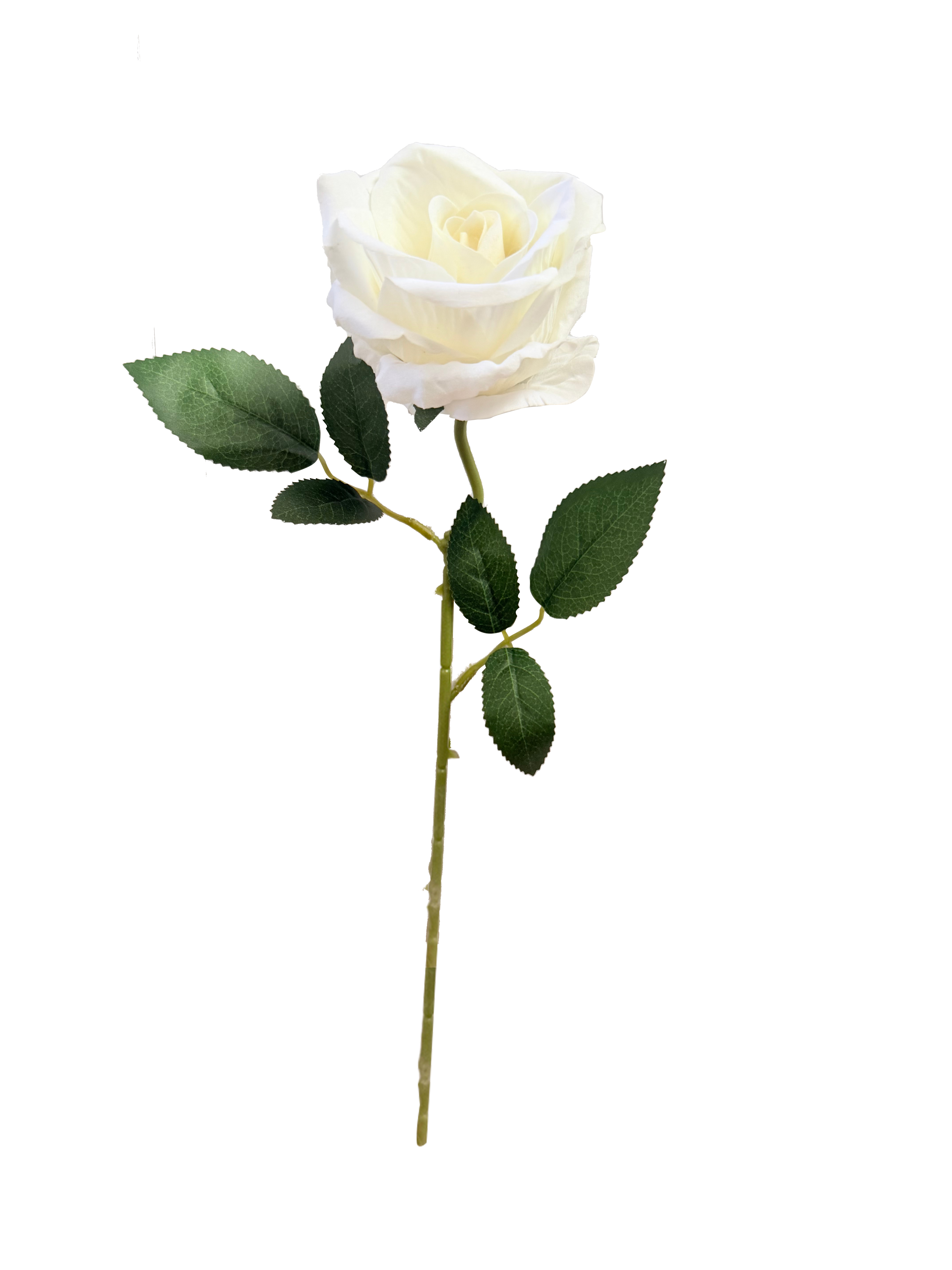 Vara Artificial de Rosa Premium – Elegancia Floral en Tono Blanco Marfil