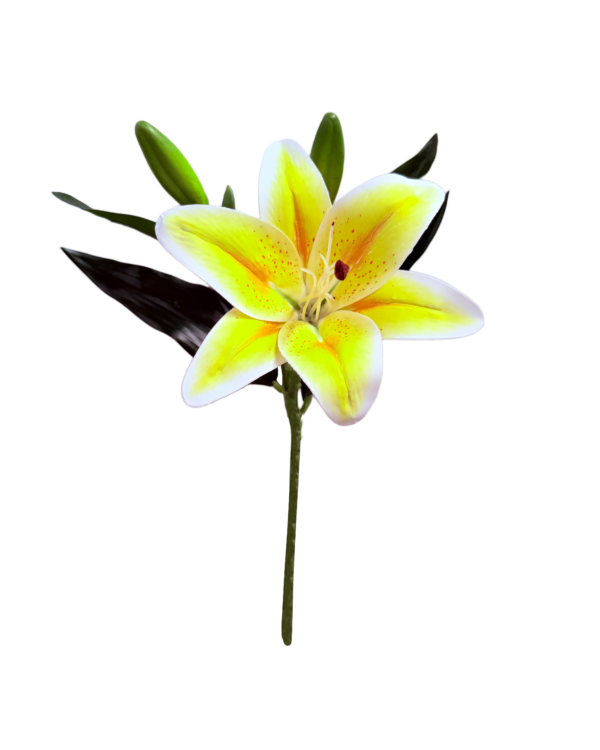 Vara Artificial de Lirio Individual Premium – Elegancia Floral en Tono Amarillo Sol y Matices Cálidos