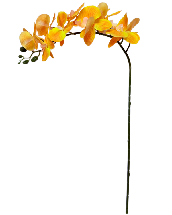 Vara Artificial de Orquídea Phalaenopsis Individual Premium – Elegancia Floral en Tono Amarillo Calidez y Matices Anaranjados