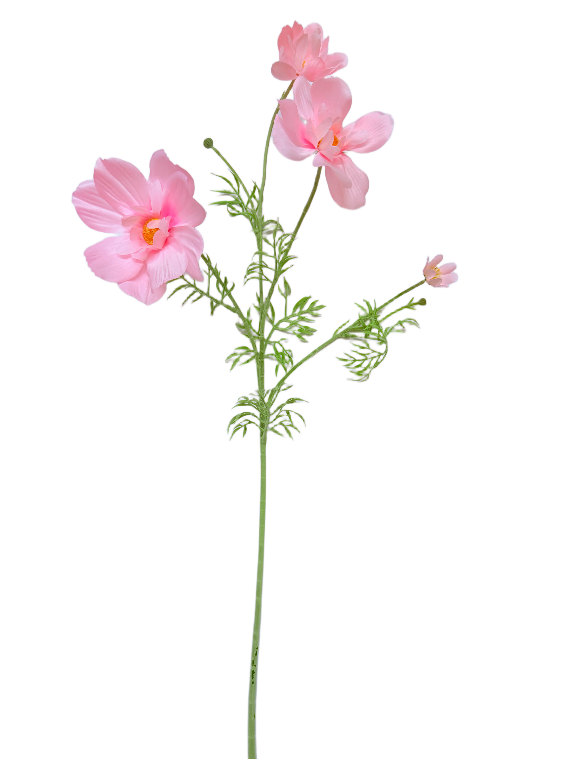 Vara Artificial de Cosmos Individual Premium – Elegancia Floral en Tono Rosa Delicado y Centro Amarillo Cálido