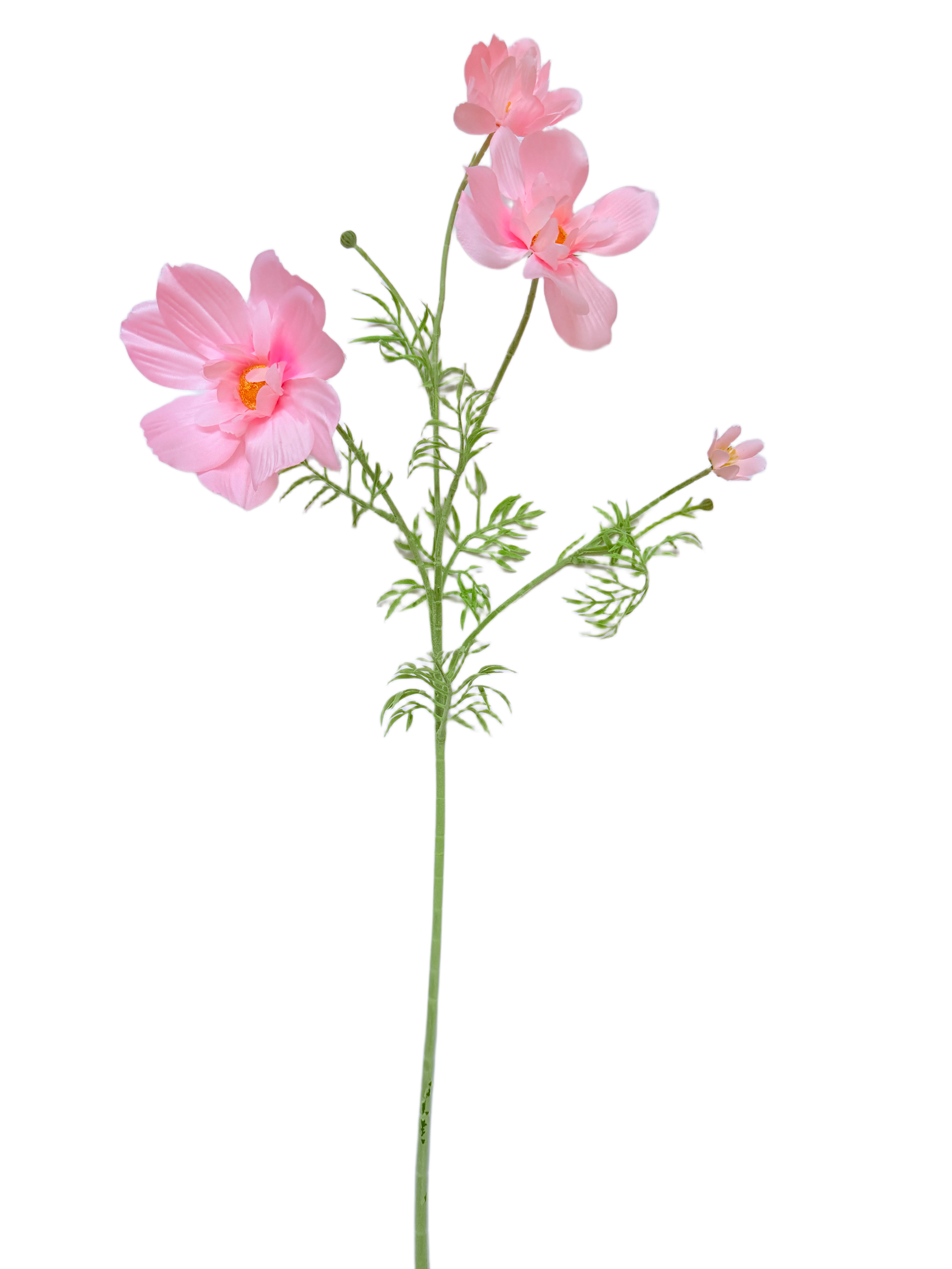 Vara Artificial de Cosmos Individual Premium – Elegancia Floral en Tono Rosa Delicado y Centro Amarillo Cálido
