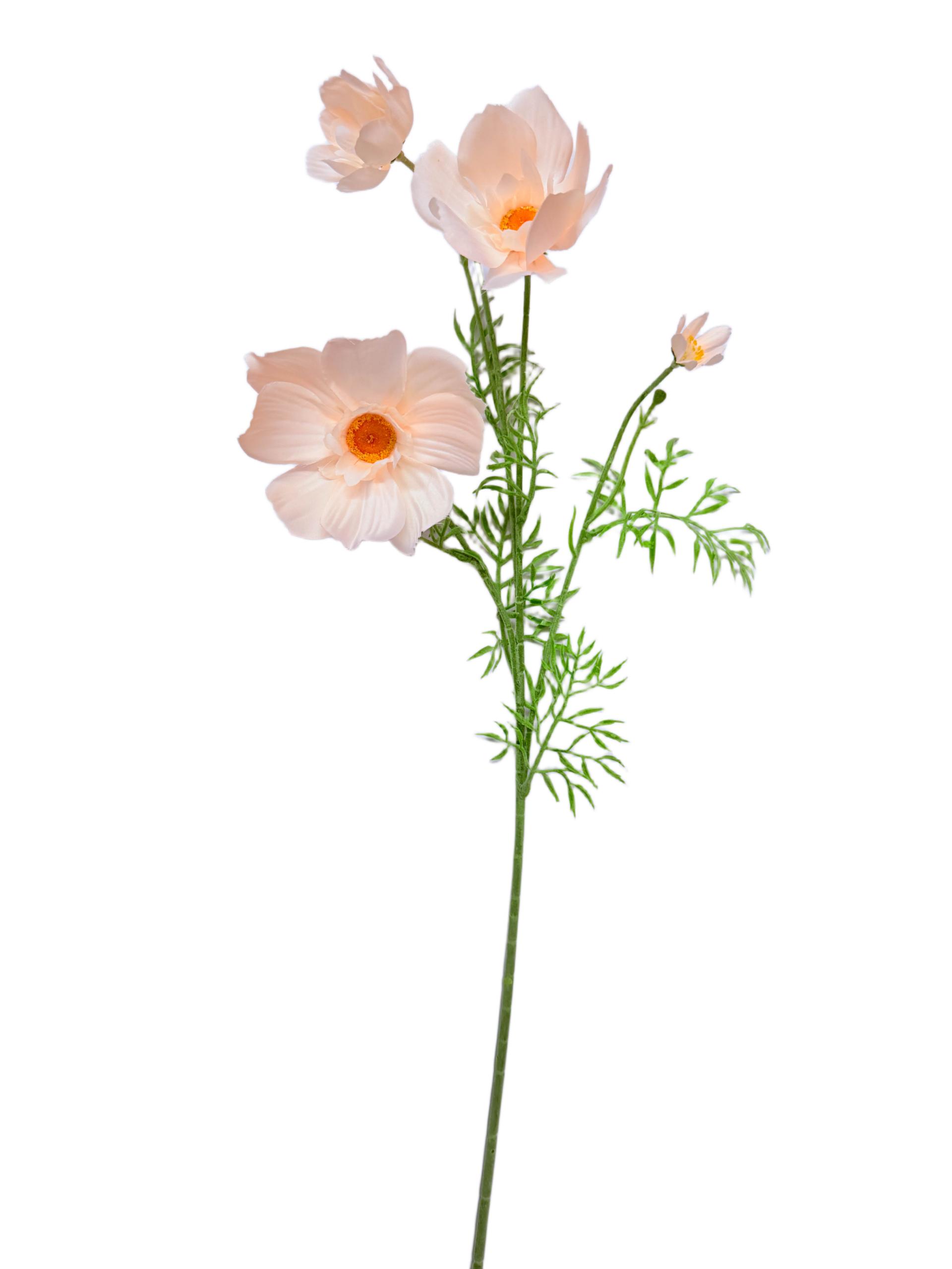 Vara Artificial de Cosmos Individual Premium – Elegancia Floral en Tono Durazno Pastel y Centro Amarillo Cálido