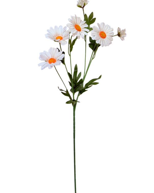 Vara Artificial de Margarita Individual Premium – Elegancia Floral en Tono Blanco Puro y Centro Amarillo Cálido