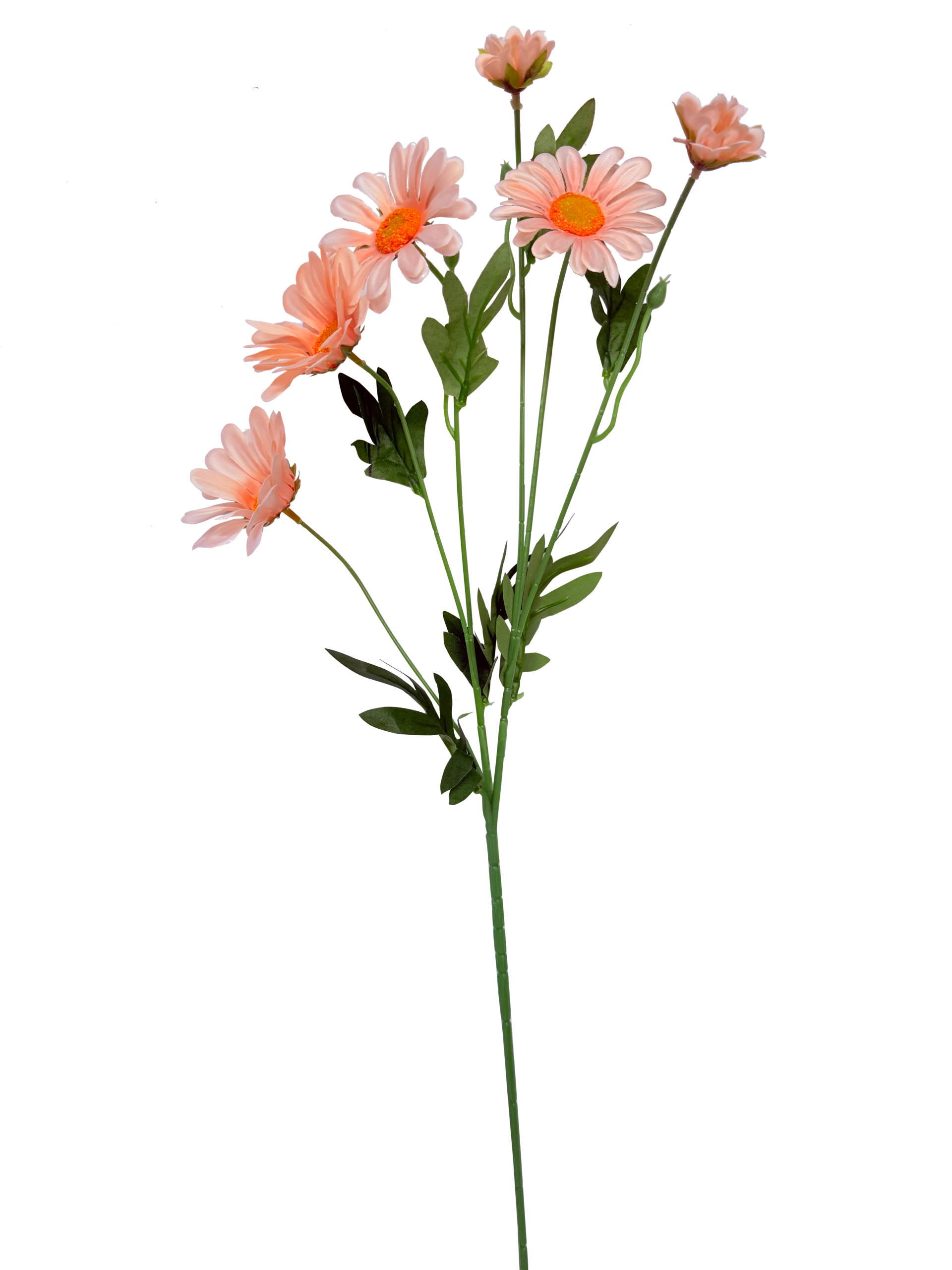 Vara Artificial de Margarita Individual Premium – Elegancia Floral en Tono Rosa Durazno y Centro Amarillo Cálido