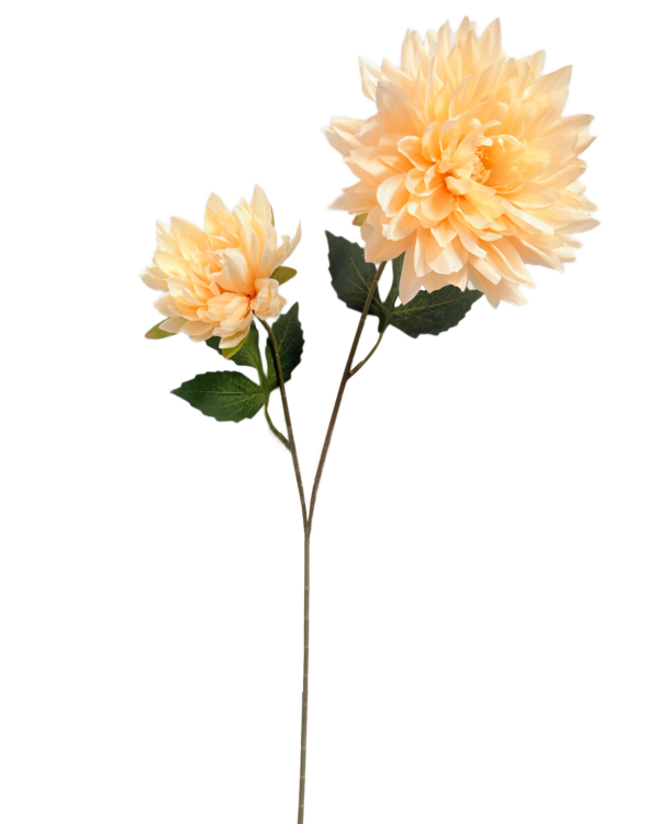 Vara Artificial de Dalia Individual Premium – Elegancia Floral en Tono Amarillo Ambarino / Melocotón Cálido