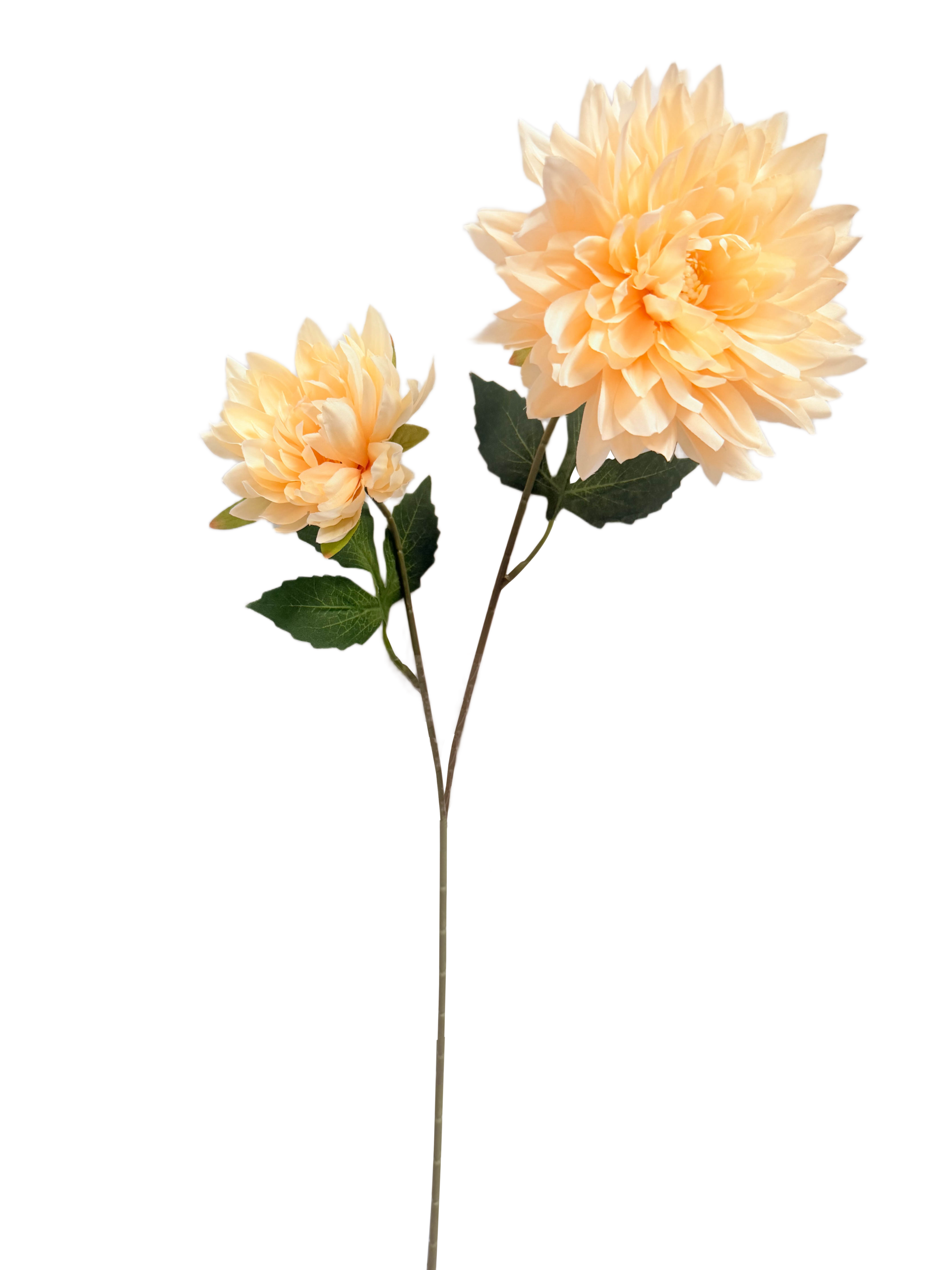 Vara Artificial de Dalia Individual Premium – Elegancia Floral en Tono Amarillo Ambarino / Melocotón Cálido