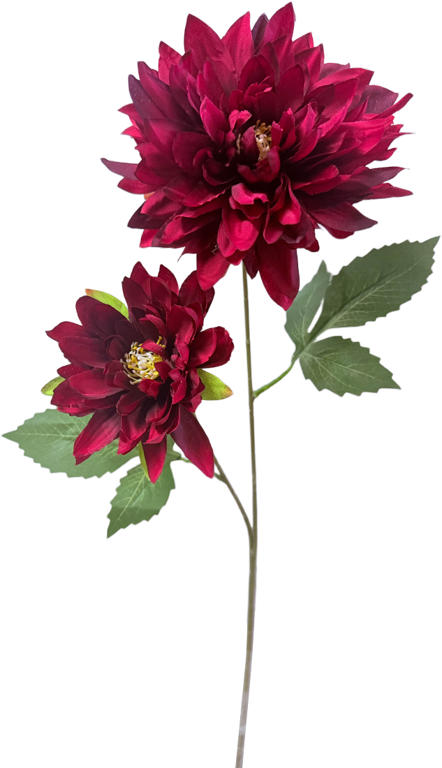 Vara Artificial de Dalia Doble Premium – Elegancia Floral en Tono Borgoña Oscuro / Vino Tinto