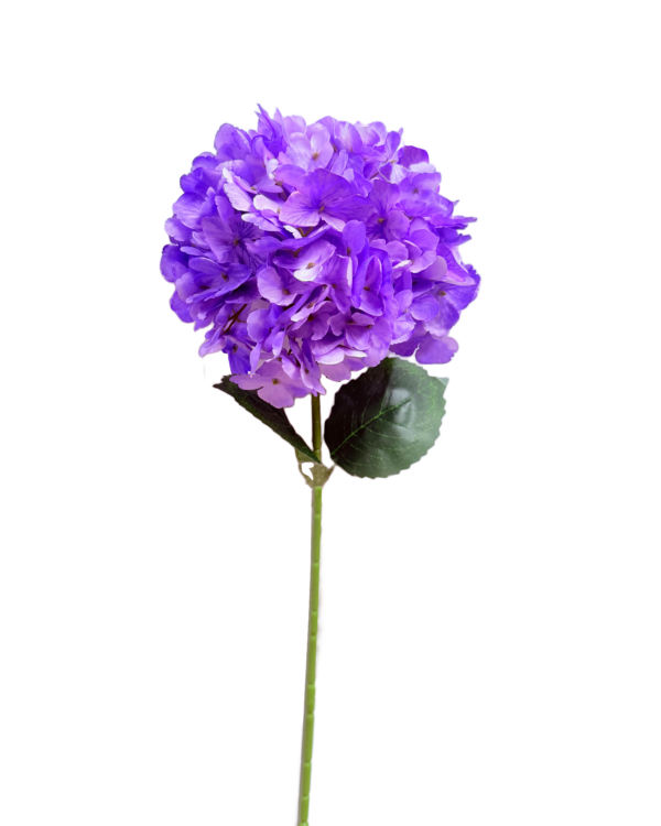 Vara Artificial de Hortensia Individual Premium – Elegancia Floral en Tono Violeta Intenso / Púrpura Real