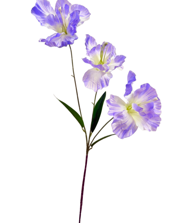 Vara Artificial de Eustoma (Lisianto) de Tres Flores Premium – Elegancia Floral en Tono Violeta / Lavanda Veteado