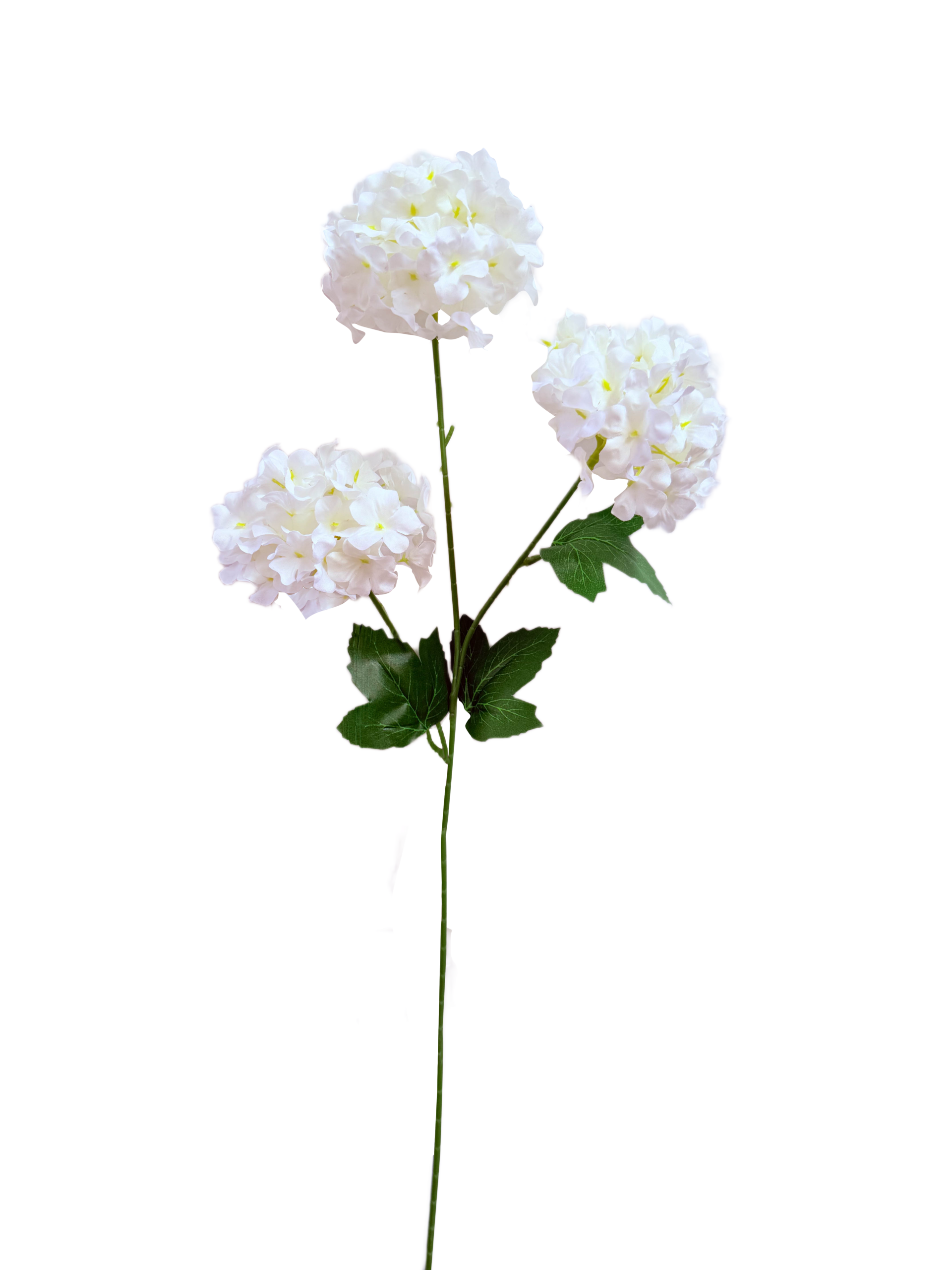 Vara Artificial de Hortensia de Tres Flores Premium – Elegancia Floral en Tono Blanco Puro / Marfil Sereno
