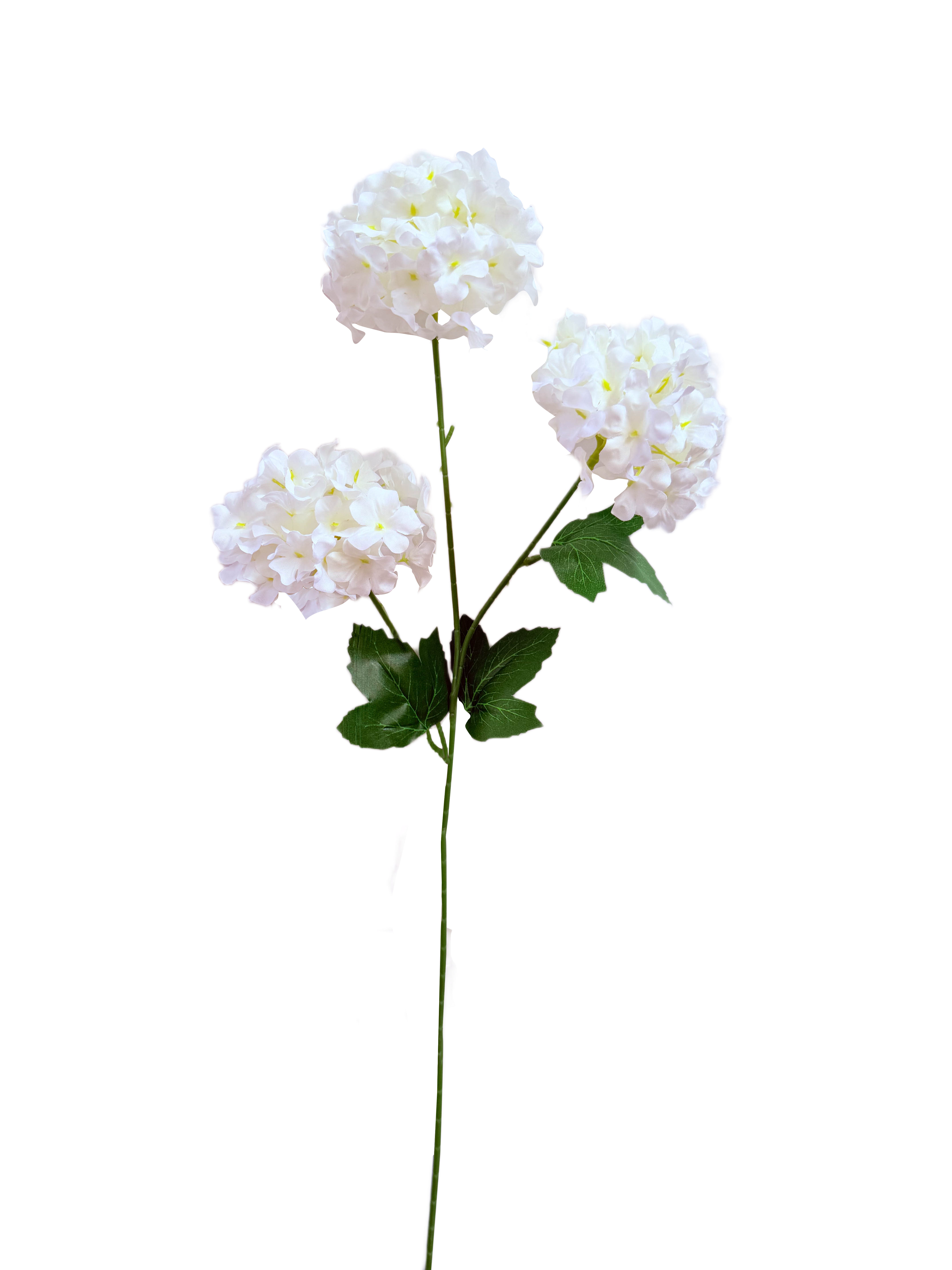 Vara Artificial de Hortensia de Tres Flores Premium – Elegancia Floral en Tono Blanco Puro / Marfil Sereno