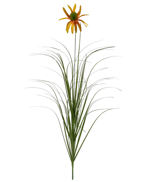 Vara Artificial de Pasto Ornamental con Flor Silvestre (Anémona / Equinácea) Premium – Elegancia Natural en Tono Verde y Blanco Suave