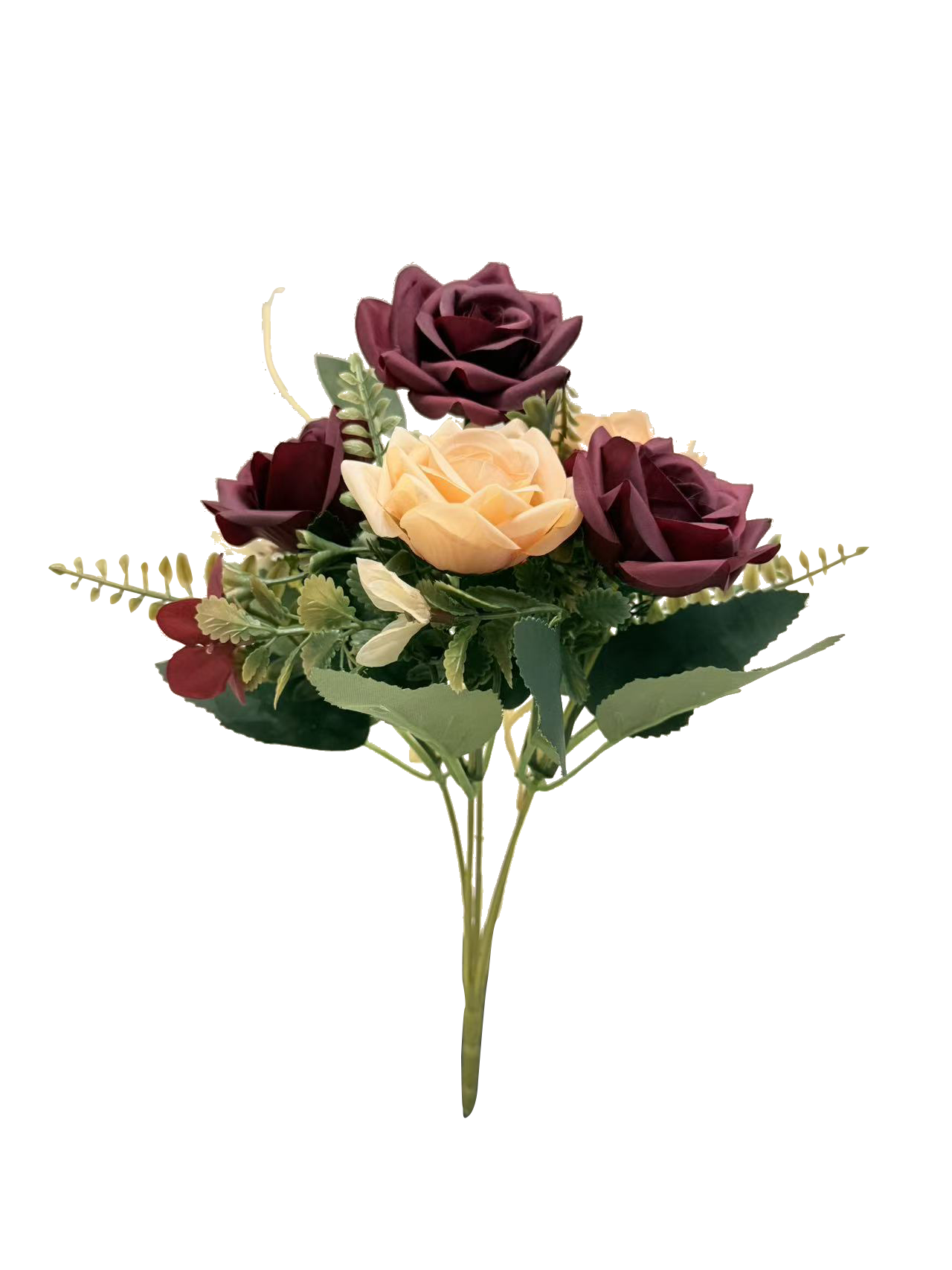 Ramo de Flores Artificiales Mixtas Premium (Rosas) – Elegancia Floral en Tono Rosa Fucsia y Rubor