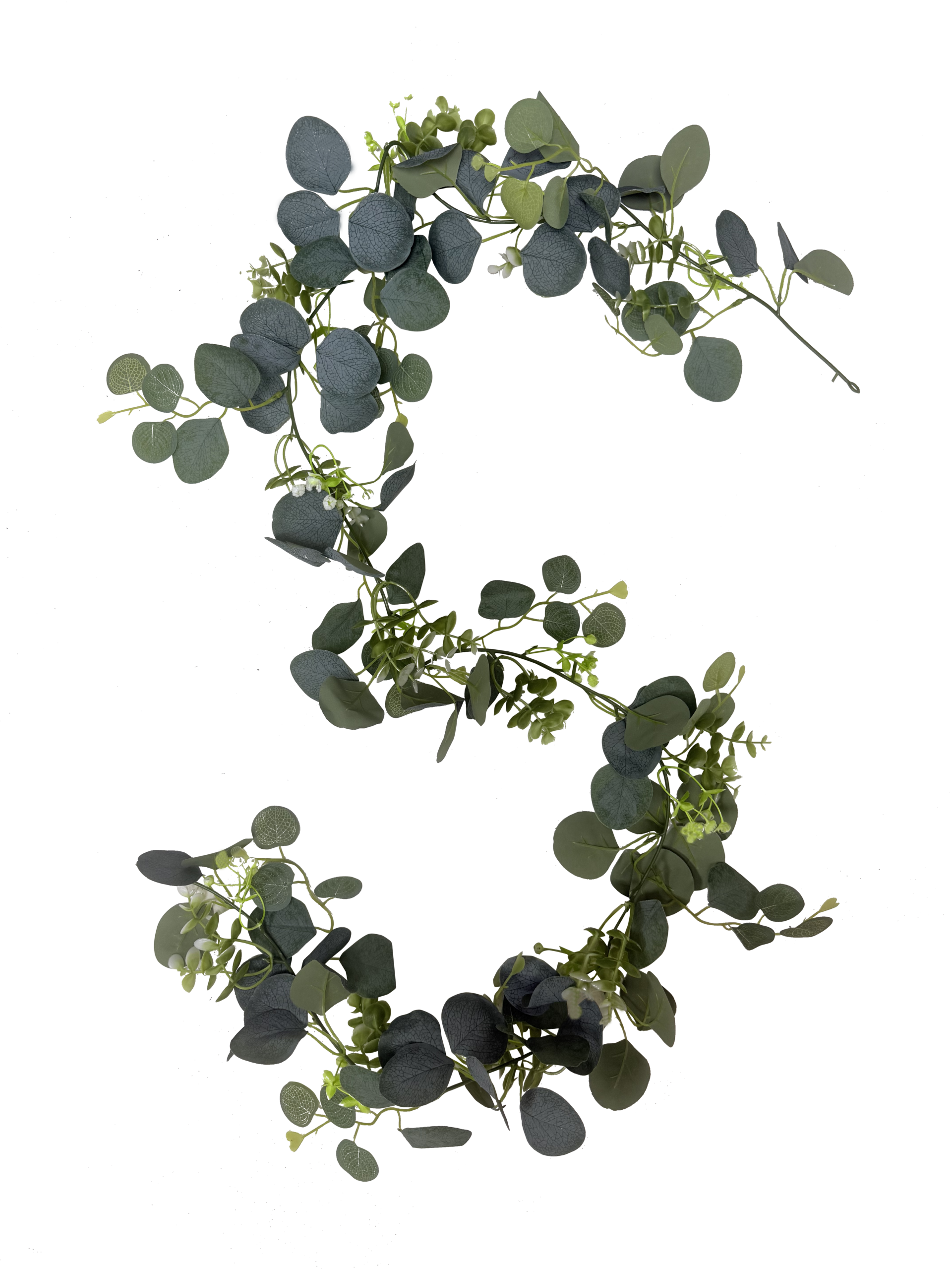 Guirnalda de Eucalipto Artificial Premium – Elegancia Botánica en Verde Salvia, Eucalipto Grisáceo y Blancos Silvestres