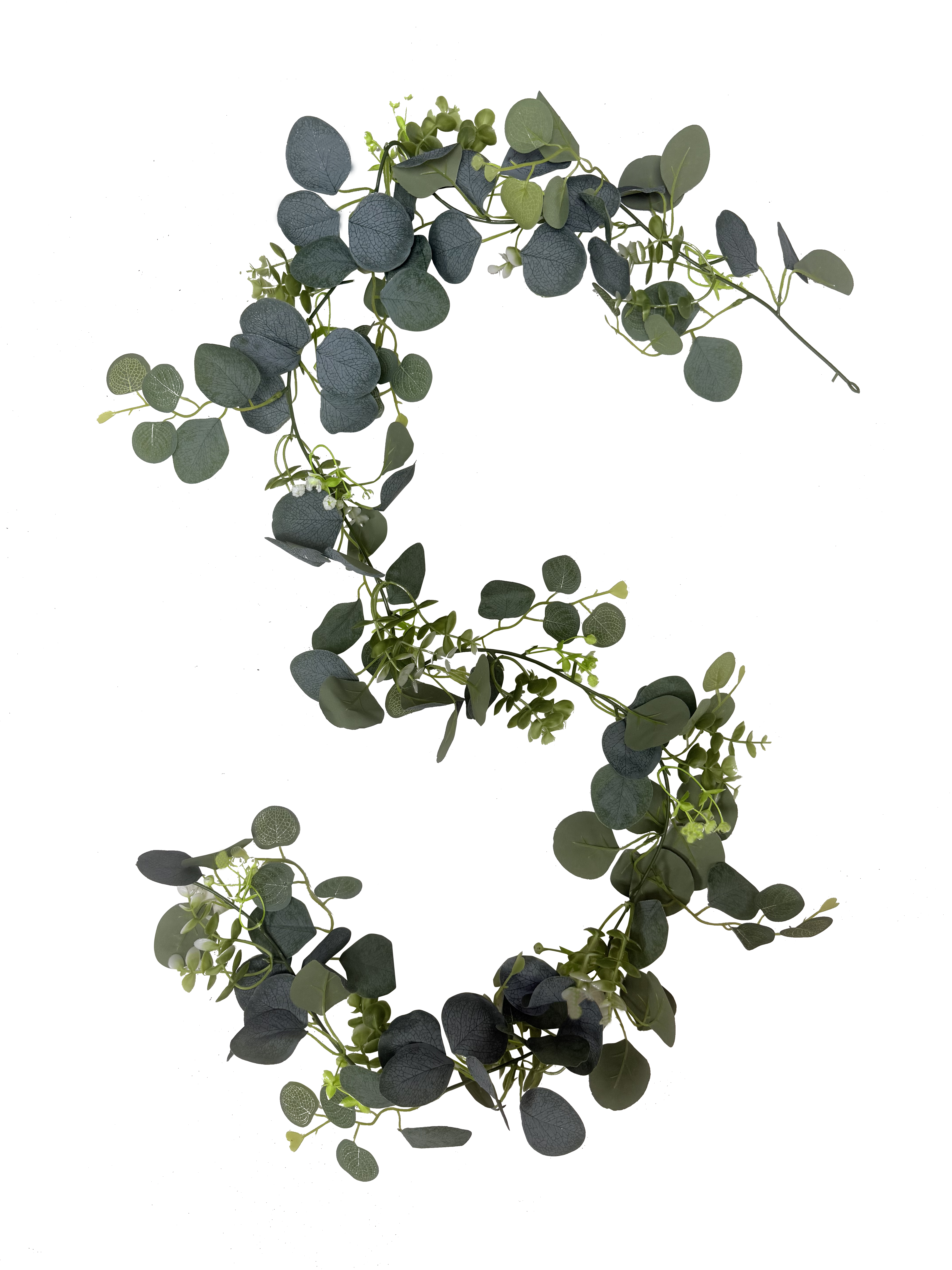 Guirnalda de Eucalipto Artificial Premium – Elegancia Botánica en Verde Salvia, Eucalipto Grisáceo y Blancos Silvestres