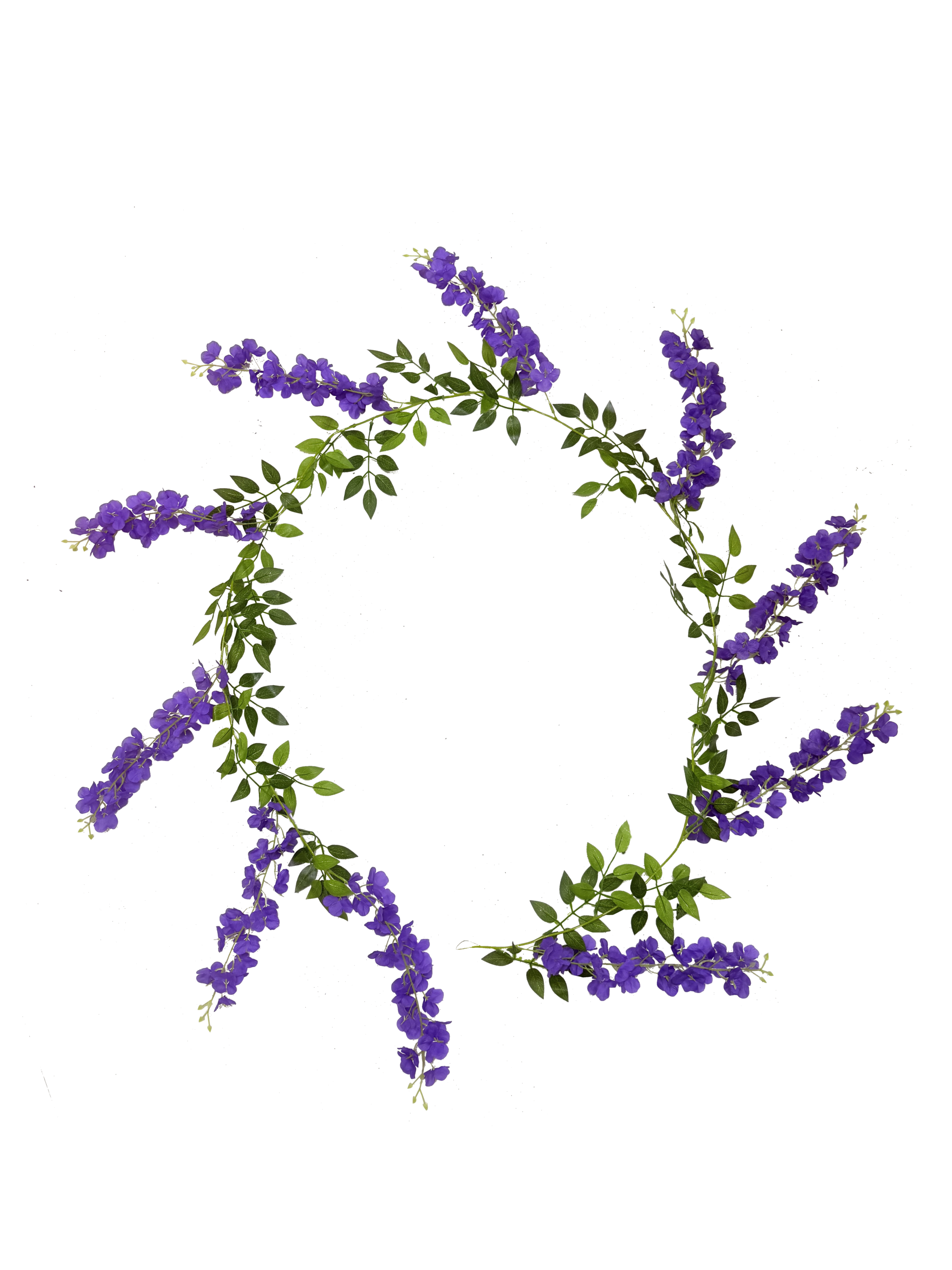 Guirnalda Circular de Wisteria Artificial Premium – Elegancia Botánica en Violeta Profundo y Verde Exuberante