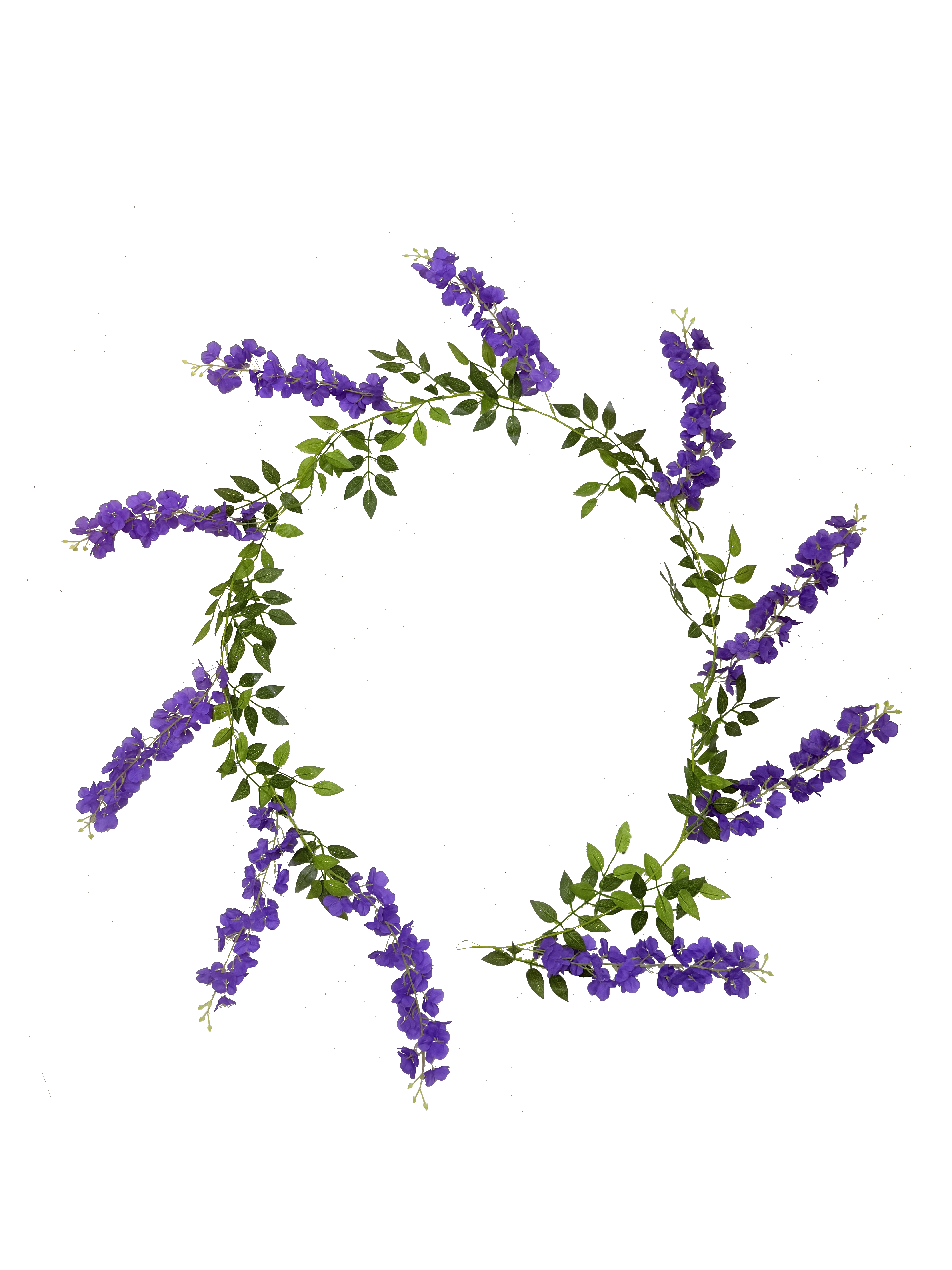 Guirnalda Circular de Wisteria Artificial Premium – Elegancia Botánica en Violeta Profundo y Verde Exuberante