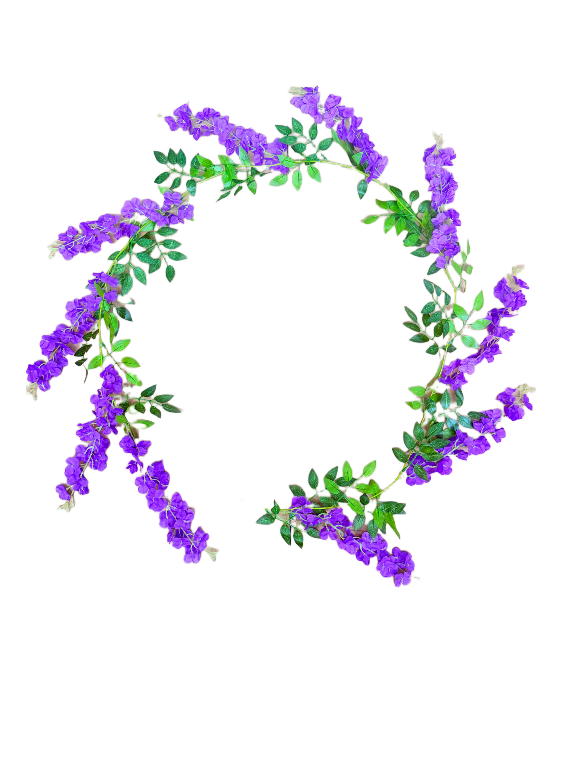 Guirnalda Circular de Wisteria / Glicinia Artificial Premium – Elegancia Botánica en Púrpura Intenso, Violeta y Verde Exuberante