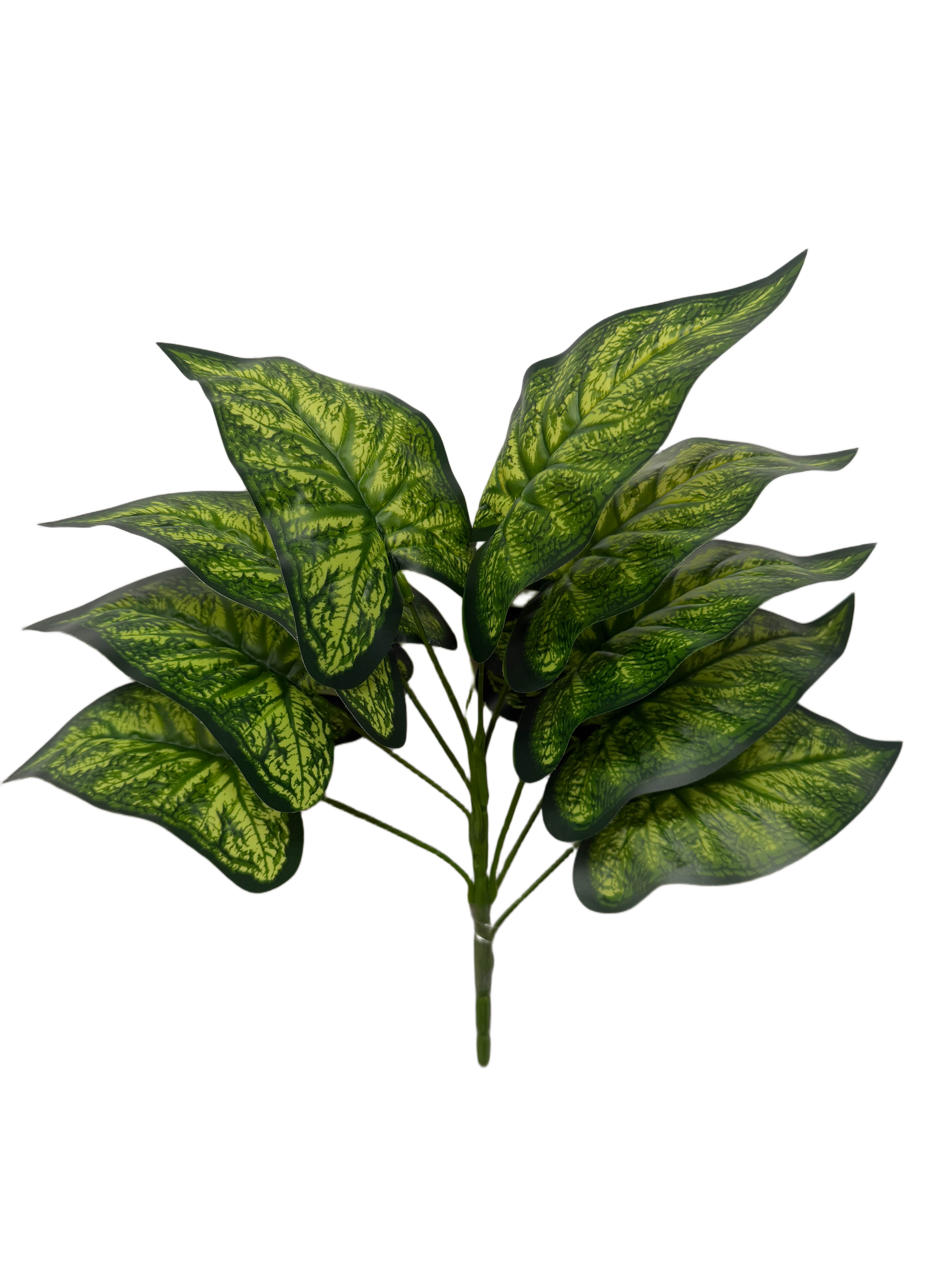Planta de Singonio (Caladium) Artificial Premium – Elegancia Botánica en Verde Bosque, Verde Matorral y Vetas Variegadas en Verde Lima