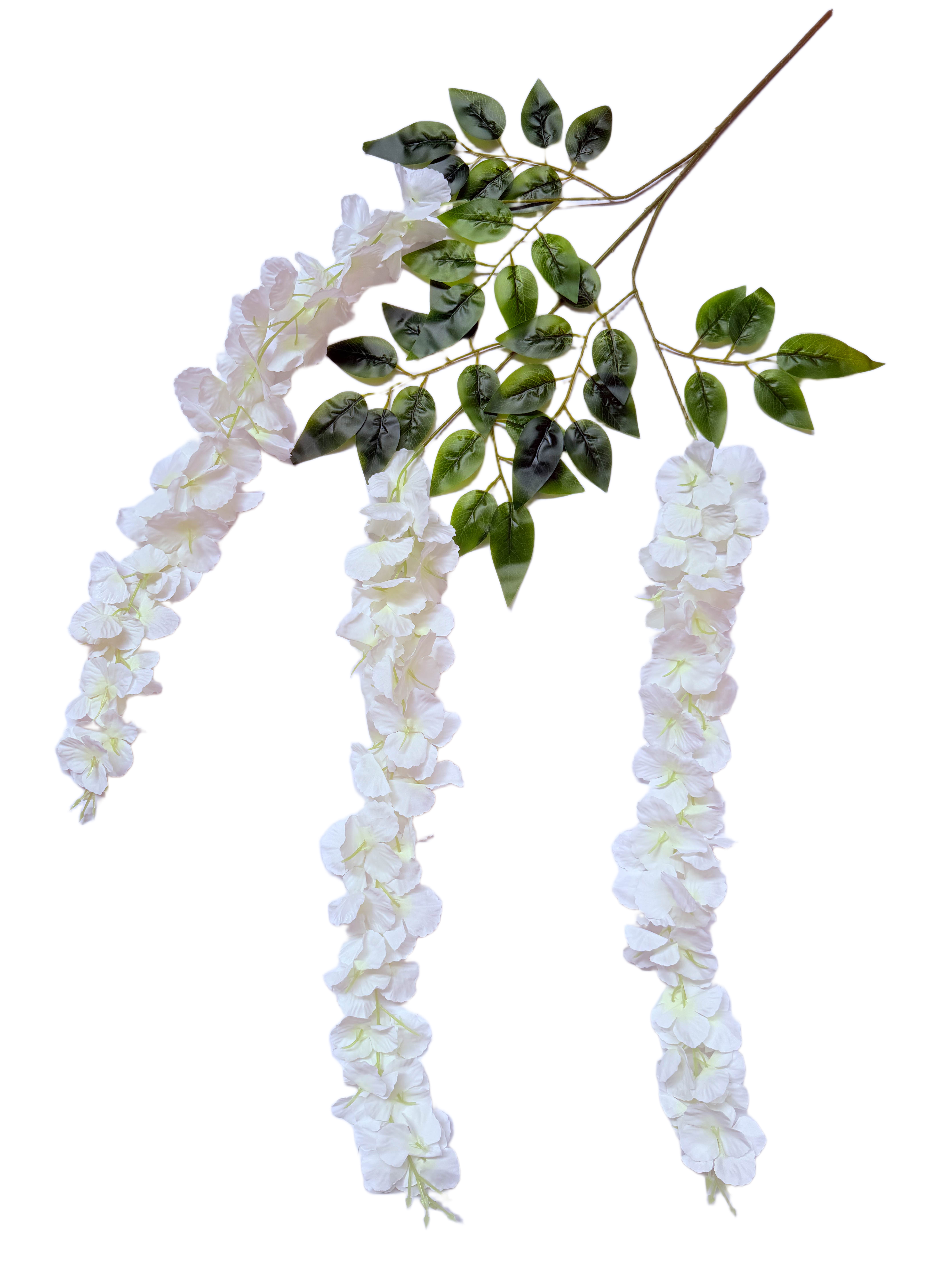 Rama Colgante de Wisteria (Glicinia) Artificial Premium – Elegancia Botánica en Blanco Puro y Verde Exuberante