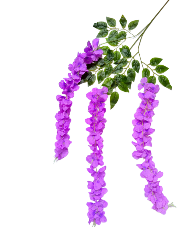 Rama Colgante de Wisteria (Glicinia) Artificial Premium – Elegancia Botánica en Violeta vibrante, Púrpura y Verde Exuberante
