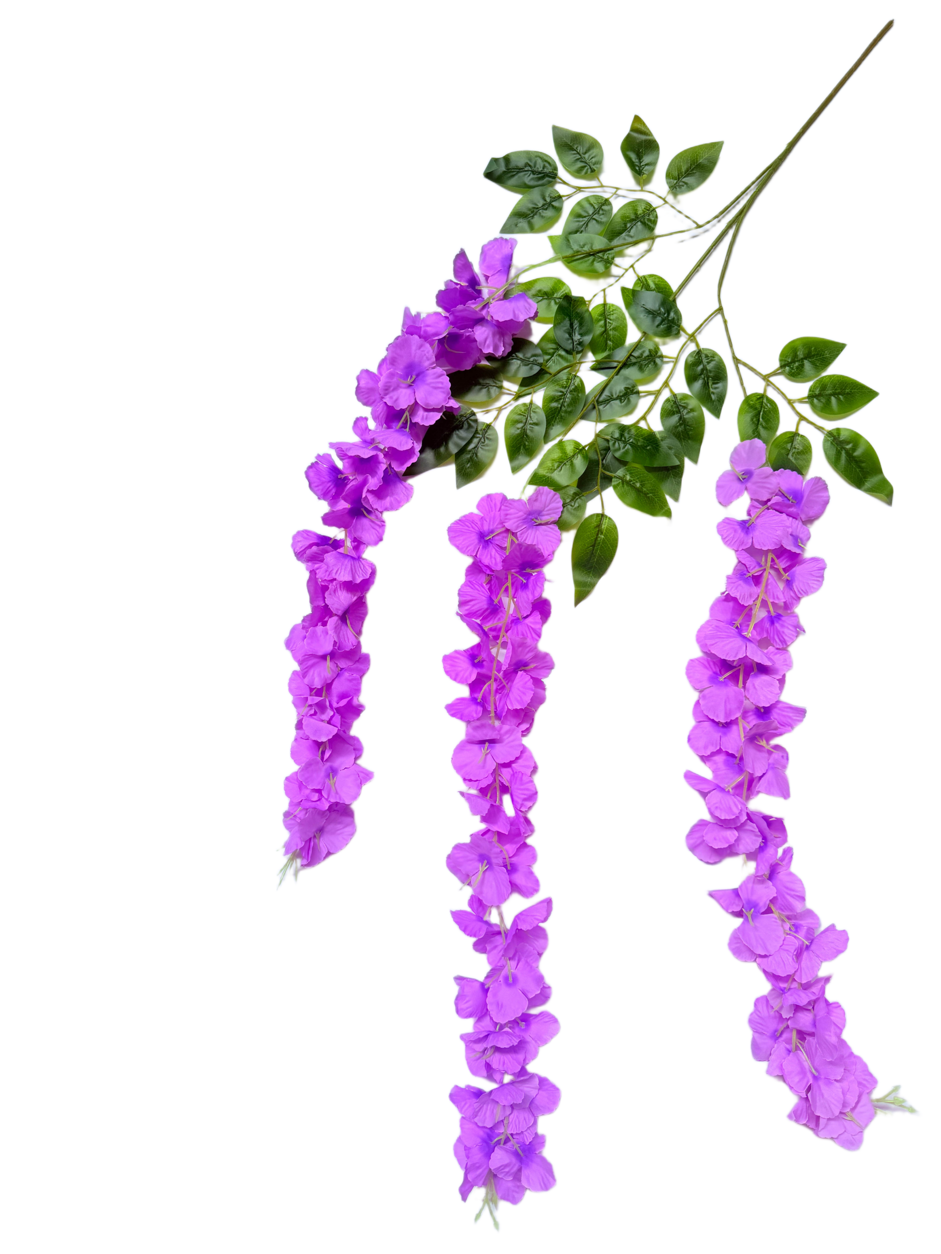 Rama Colgante de Wisteria (Glicinia) Artificial Premium – Elegancia Botánica en Violeta vibrante, Púrpura y Verde Exuberante